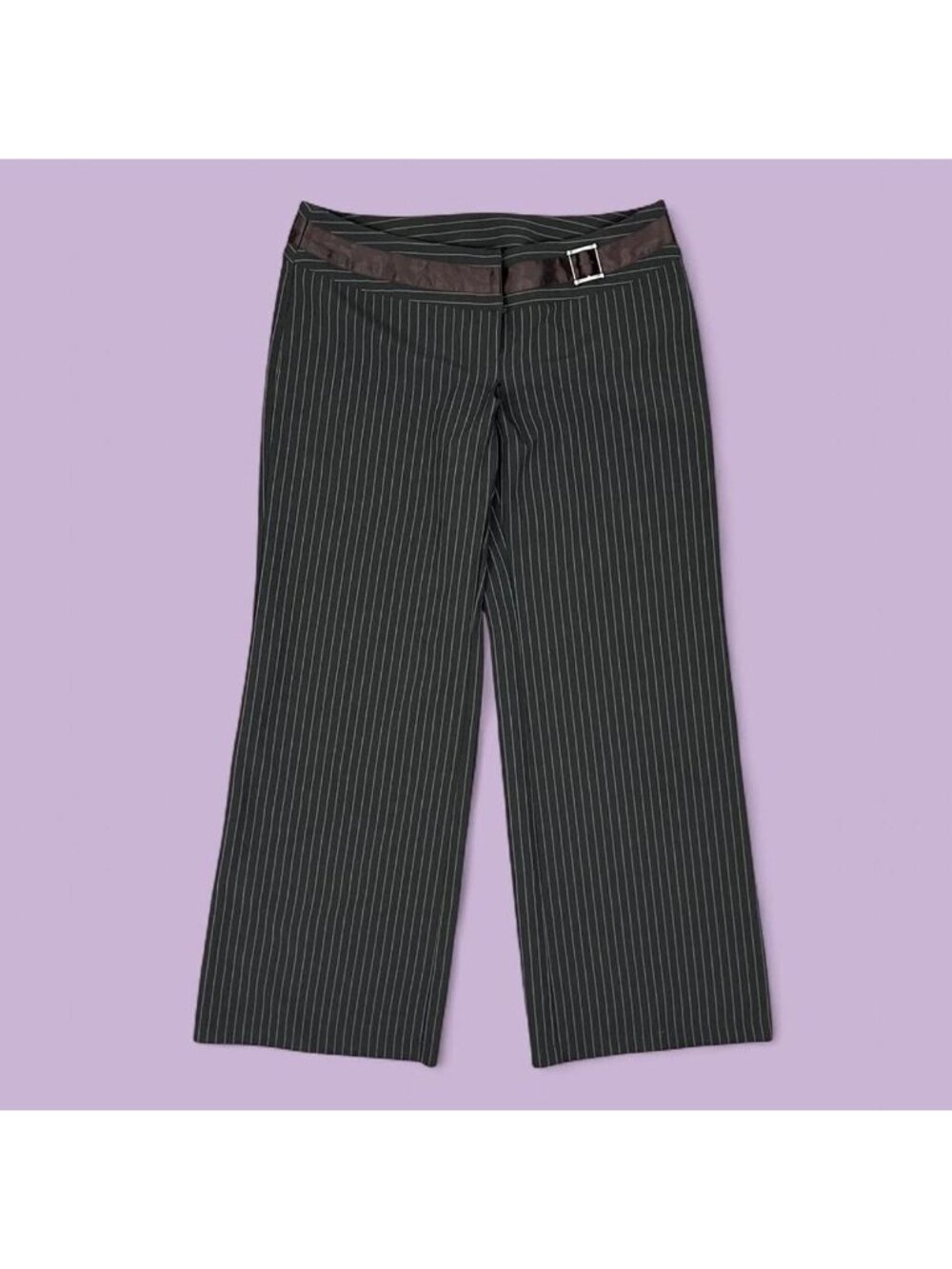 brown pinstriped downtown it girl elevated basic wide leg pants